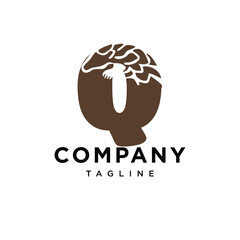 Letter Q Pangolin Logo Icon Vector