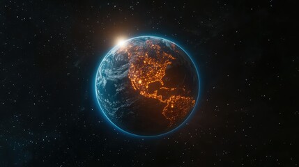 Fototapeta premium Earth's Horizon at Dawn: A Cosmic Sunris