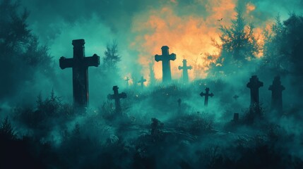 The Forest of Fear: Spooky Graveyard Under a Halloween Moon
