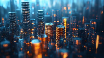 Obraz premium Financial Horizons: A Generative AI Blend of Buildings and Currency
