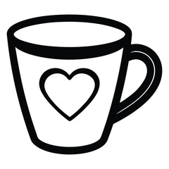 Create a vector illustration of a coffee cup that incorporates a love theme, set against a white background
