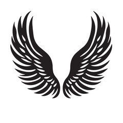 Elegant Angel Wings Clipart: Black and White Outline Design with Memorial and Spiritual Symbolism.