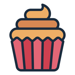 Cupcake dessert filled line icon perfect for baking and celebration themes