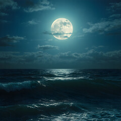 full moon over sea