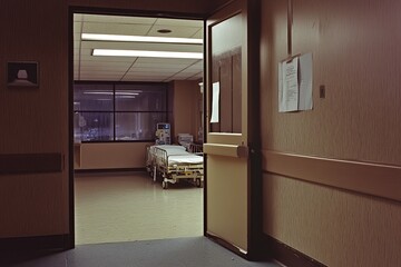 Empty Hospital Room: A Sterile Medical Bed Waits in a Quiet Room, Revealing a Sense of Solitude and Calm