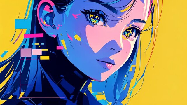 サイバー要素のある女の子のイラスト3