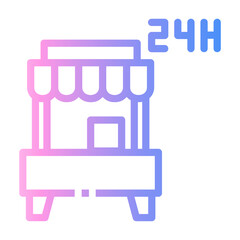 24 hours restaurant Line Gradient Icon