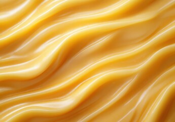 Obraz premium Smooth and Creamy Texture of Melted Cheese Spread Across a Soft Surface with Gentle Waves and Rich Golden Color Creating an Appetizing Visual Appeal