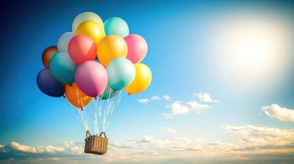 Fototapeta premium Colorful Balloon Hot Air Balloon Ride in a Sunny Sky