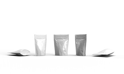 Snack bag white color object empty mockup blank product banner package food template sachet...