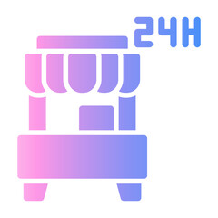 24 hours restaurant Gradient icon