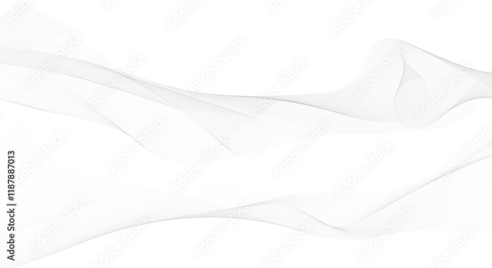 Poster design elements wave of many gray lines abstract wavy stripes on white background isolated.