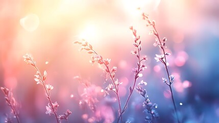 Delicate Spring Flowers Basking In Sunset Glow