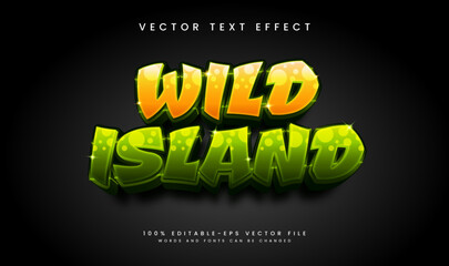 3d wild island editable vector text effect, with green wild life concept