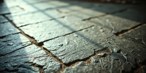 Obraz premium The texture of an aged stone walkway, revealing the passage of time and countless footsteps