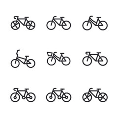 A series of bicycles are shown in a row
