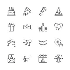 A set of icons for a party theme