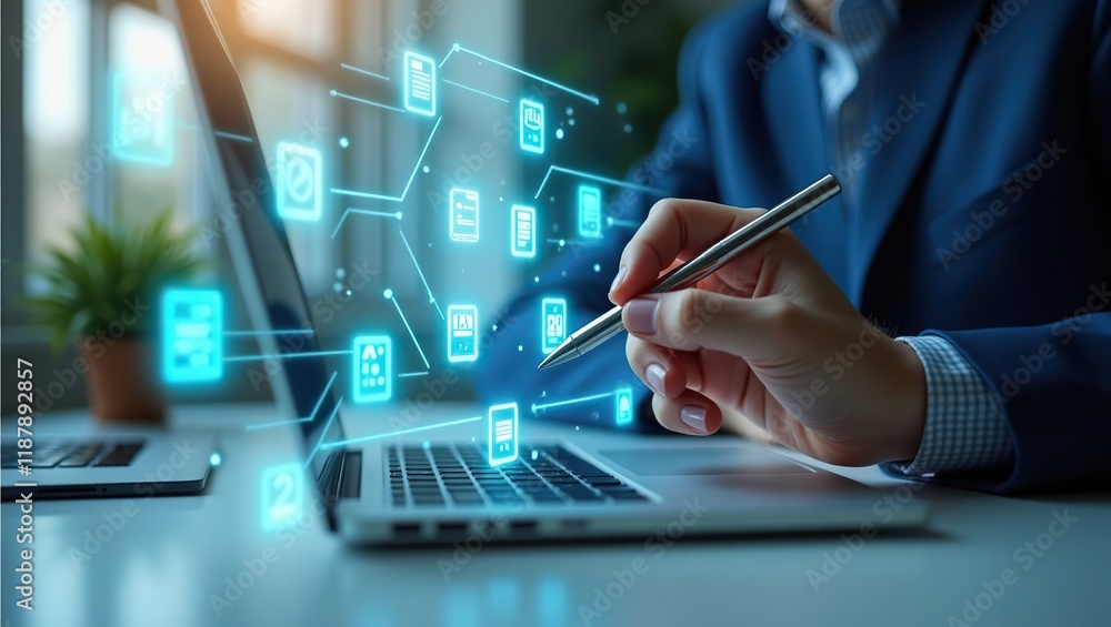 Aufkleber digital business data management system interface