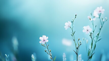 Delicate White Flowers Against a Teal Background