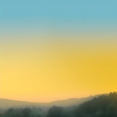 Serene Sunrise Over Misty Hills and Trees