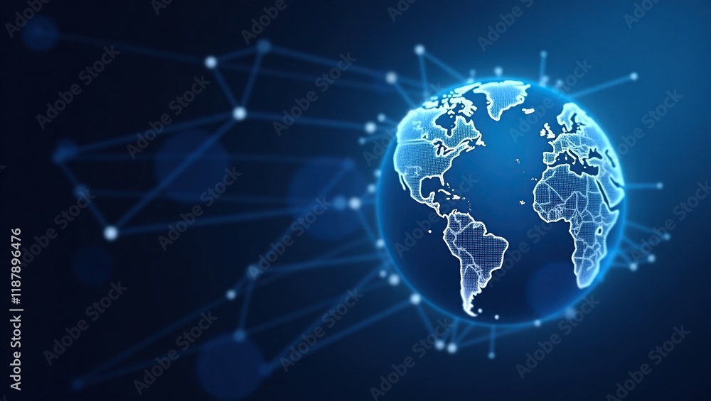 Poster global network digital world connection visualization