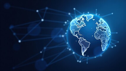Fototapeta premium Global Network Digital World Connection Visualization