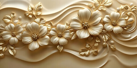 3D Golden Floral Background
