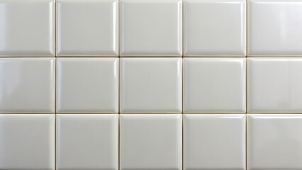 Seven pristine white ceramic tiles, viewed from above, in high-resolution macro detail.