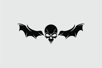 skull silhouette with bat wings vector image