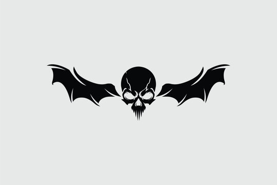 skull silhouette with bat wings vector image