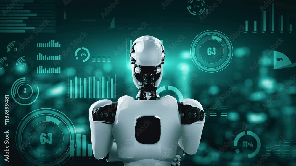 Poster future financial technology controll by ai robot huminoid uses machine learning and artificial intel