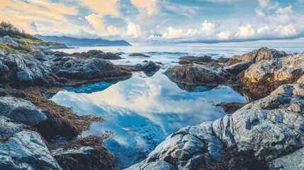 Obraz premium Serene Coastal Reflection at Sunrise