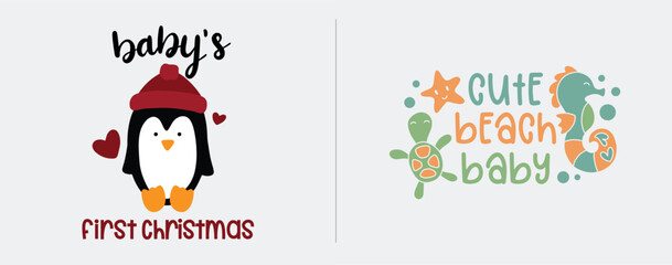 Adorable Christmas-Themed Cartographic Vector Illustration & Typographic T-Shirt Design Bundle