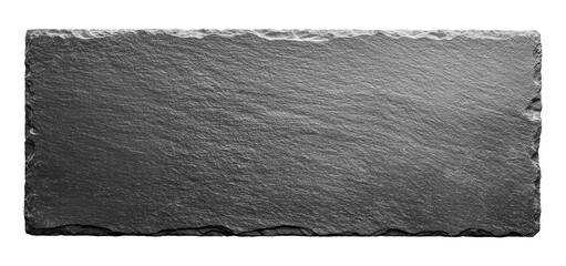 Empty black slate stone isolated on transparent background, top view