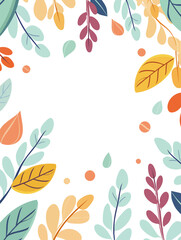 Colorful squiggle flowers frame pattern white background