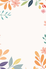 Colorful squiggle flowers frame pattern white background
