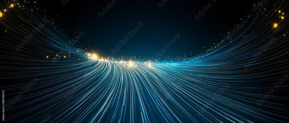 Poster abstract blue glowing lines digital data stream futuristic technology background