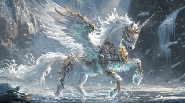 Digital art style view of fantasy unicorn