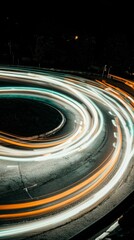 Night Traffic Light Trails  Circular Road  Abstract Motion Blur  Cityscape Photography