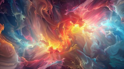 Obraz premium a fantastical abstract wonderland brimming with vibrant hues and surreal shapes, surrounded by a spacious white space for text