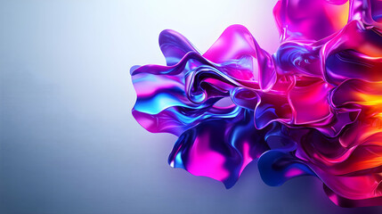 Abstract vibrant fluid design, flowing, colorful, digital art, on light grey background, for website header