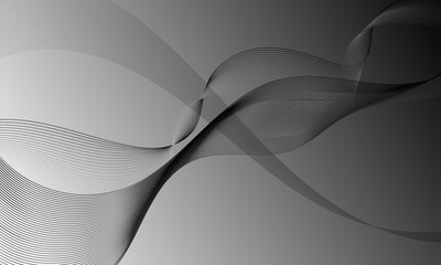 black smooth lines wave curves with soft gradient abstract background