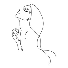 Woman Elegant Continuous One Line Drawing. Abstract Female Face Creative Contemporary Abstract Drawing. Beauty Fashion Female Head, Elegant Vector Minimalist Art for Fashion Design, Wall Art, Prints