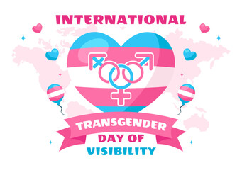 International Transgender Day of Visibility Vector Illustration on March 31, featuring Transgender Pride Flags and Symbols in a Celebratory Background