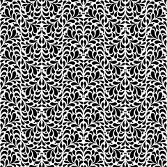 Flower pattern. Seamless white and black ornament. Graphic vector background.