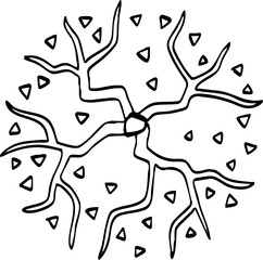 hand drawn cartoon top view of tree illustration.