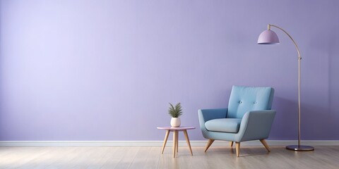 Purple Wall with Blue Armchair, Side Table and Lamp, living room, home decor , interior design