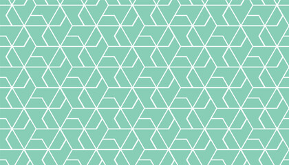 Abstract geometric pattern. A seamless vector background. White and green ornament. Graphic modern pattern. Simple lattice graphic design