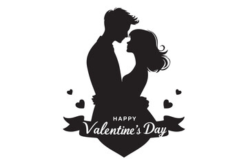 Happy valentine day Silhouette couple vector illustation
