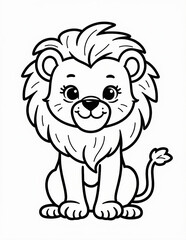 Obraz premium Simple Black and White Vector Illustration of a Cute Lion Cub for Coloring page